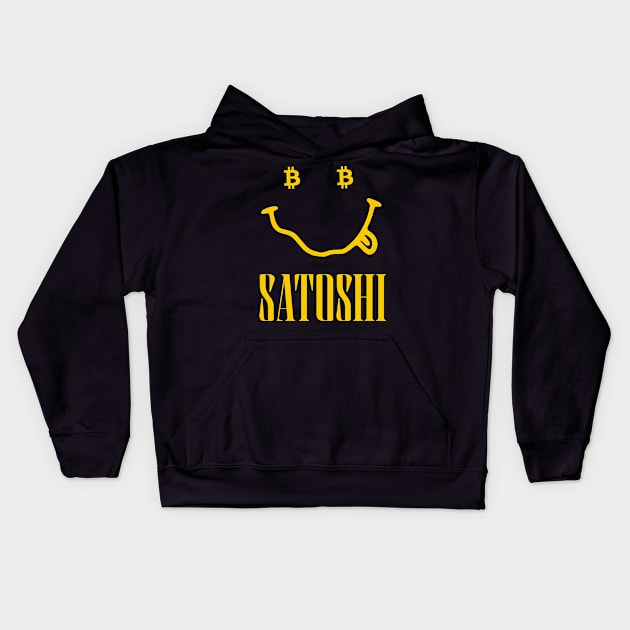 Satoshi Smille Bitcoin Kids Hoodie by Sanja Sinai Art